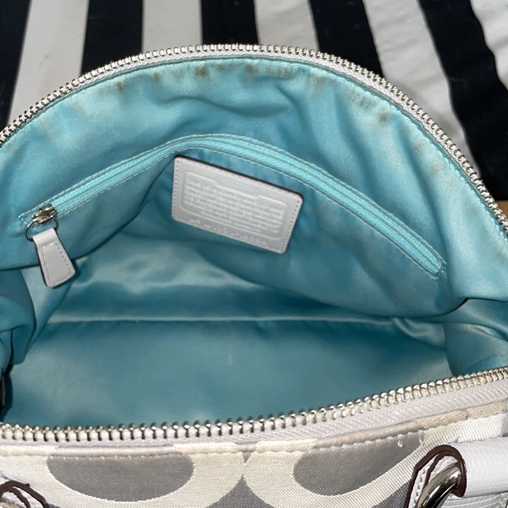 Coach Signature Silver/Turquoise Satchel and Makeup Bag - Picture 10 of 16